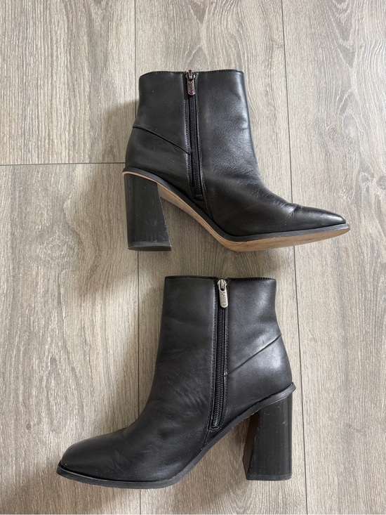 Franco Sarto Shoes - Franco Sarto Black Leather Ankle Booties with Block Heel